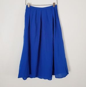 Blue Pleated Skirt w/ Pockets